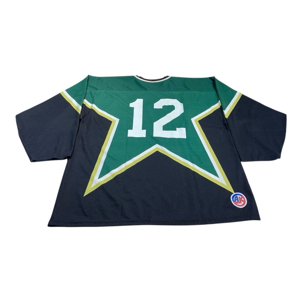 VTG Athletic Knit Hockey Jersey Mens XL Banknorth Green Black Star 12 Canada‎ - Picture 7 of 13